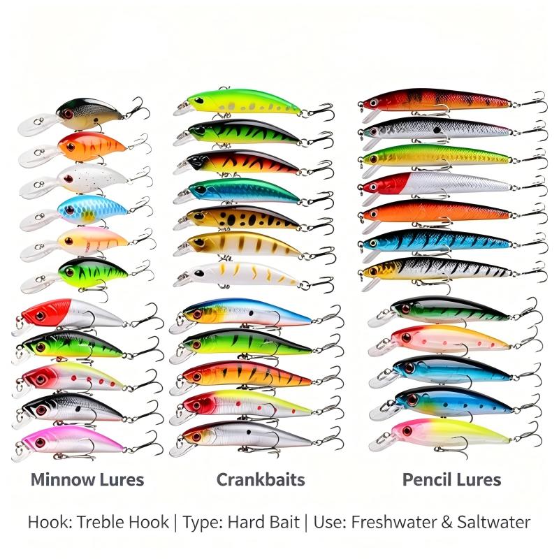 Fishing Hook Assortment - Fishing Lures Minnow Hard Bait Set